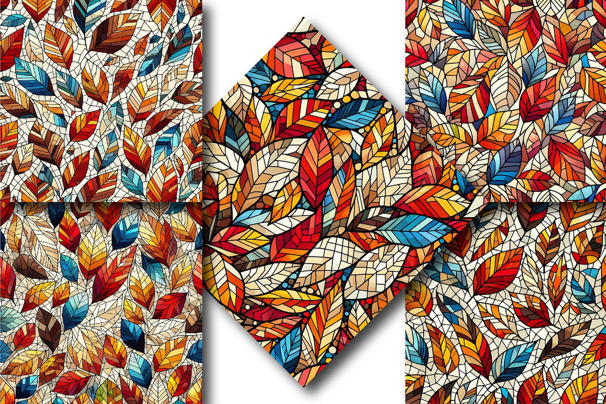 Colorful Mosaic of Autumn Seamless, an Illustration by DreamPrint404 (Photo 2 of 5)