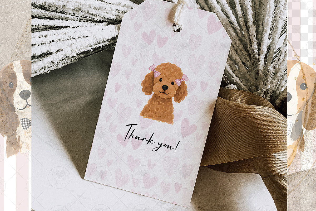 Dog Clipart Watercolor Bow, an Animal Illustration by BigCakeBee (Photo 4 of 4)