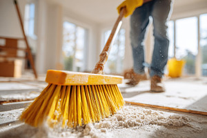 Sweeping dust in a bright unfinished room, an Industrial Photo by AlyaAnd