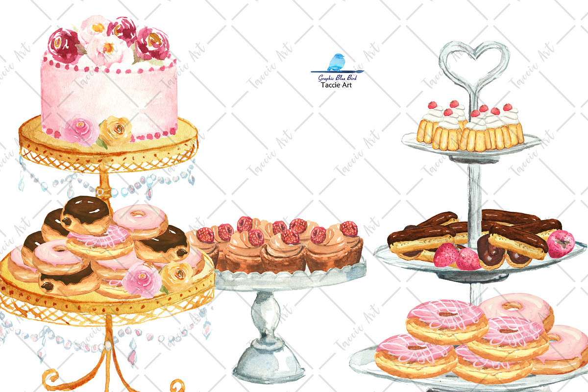 Champagne Brunch - Romantic Cafe, a Food Illustration by Graphic Blue Bird (Photo 6 of 7)