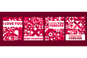 Geometric pattern Valentine posters, a Seasonal Illustration by Vector Tradition