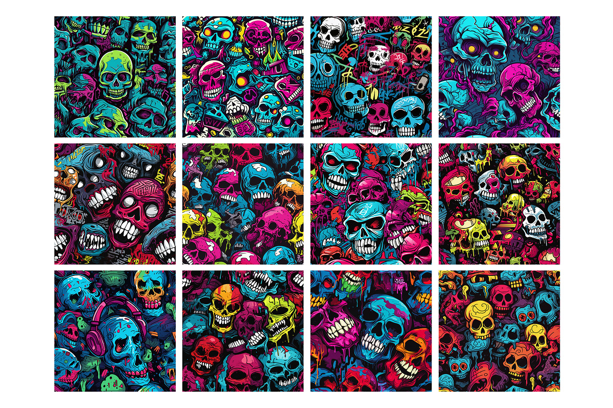 Skull Graffiti Seamless Pattern, a Pattern Graphic by Forhadx5 (Photo 5 of 7)