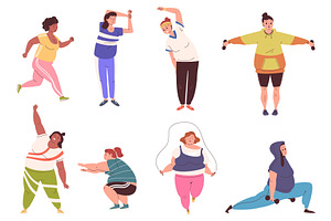 Obese woman exercises. Fat, a Sport Illustration by Stock-Smart-Start