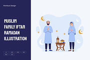 Muslim Family Iftar Ramadan, a Seasonal Illustration by Partikusi Design (Thumbnail 1 of 3)