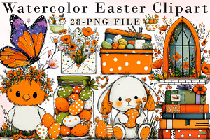 Watercolor Easter Clipart Bundle, an Illustration by Libby Wishes