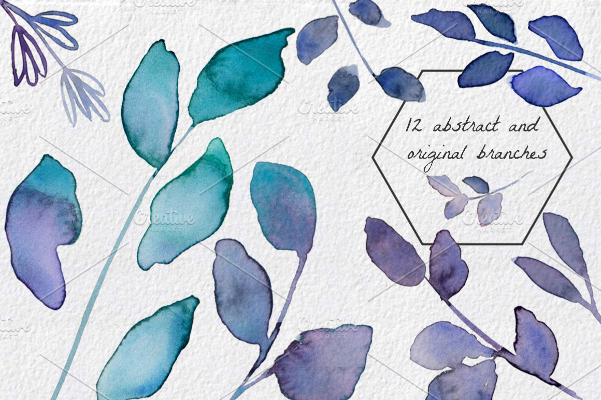 Abstract Flowers watercolor Clip art, an Illustration by MaraquelaStudio (Photo 4 of 7)