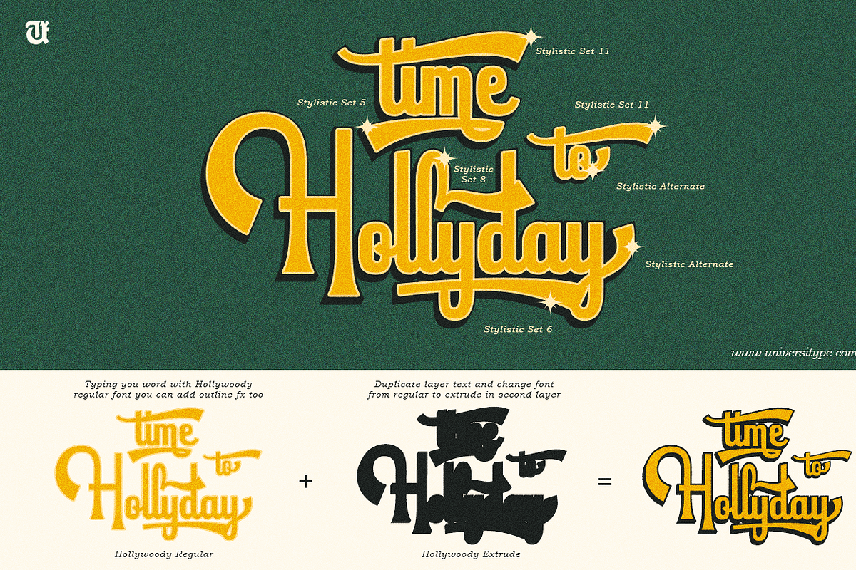 UT Hollywoody - A Vintage Script, a Script Font by Universitype (Photo 5 of 8)