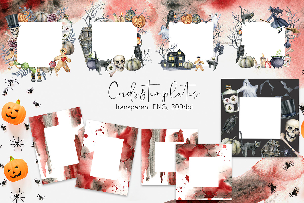 Watercolor Halloween night clipart, a Decorative Illustration by Yuliya Derbisheva (Photo 8 of 11)
