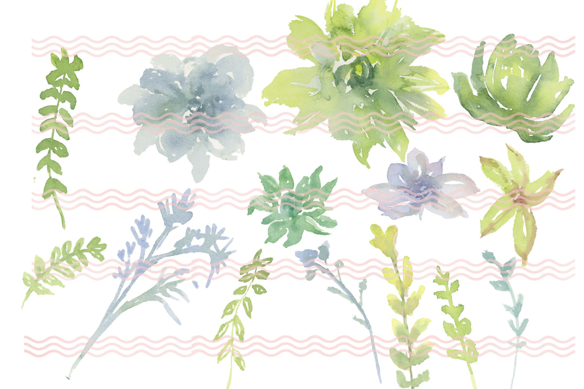 Digital Soft Watercolor Succulents I, an Illustration by Digital Paperie (Photo 2 of 2)