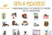 Cats & Mischief illustration set., an Animal Illustration by Winged Graphics (Thumbnail 2 of 3)
