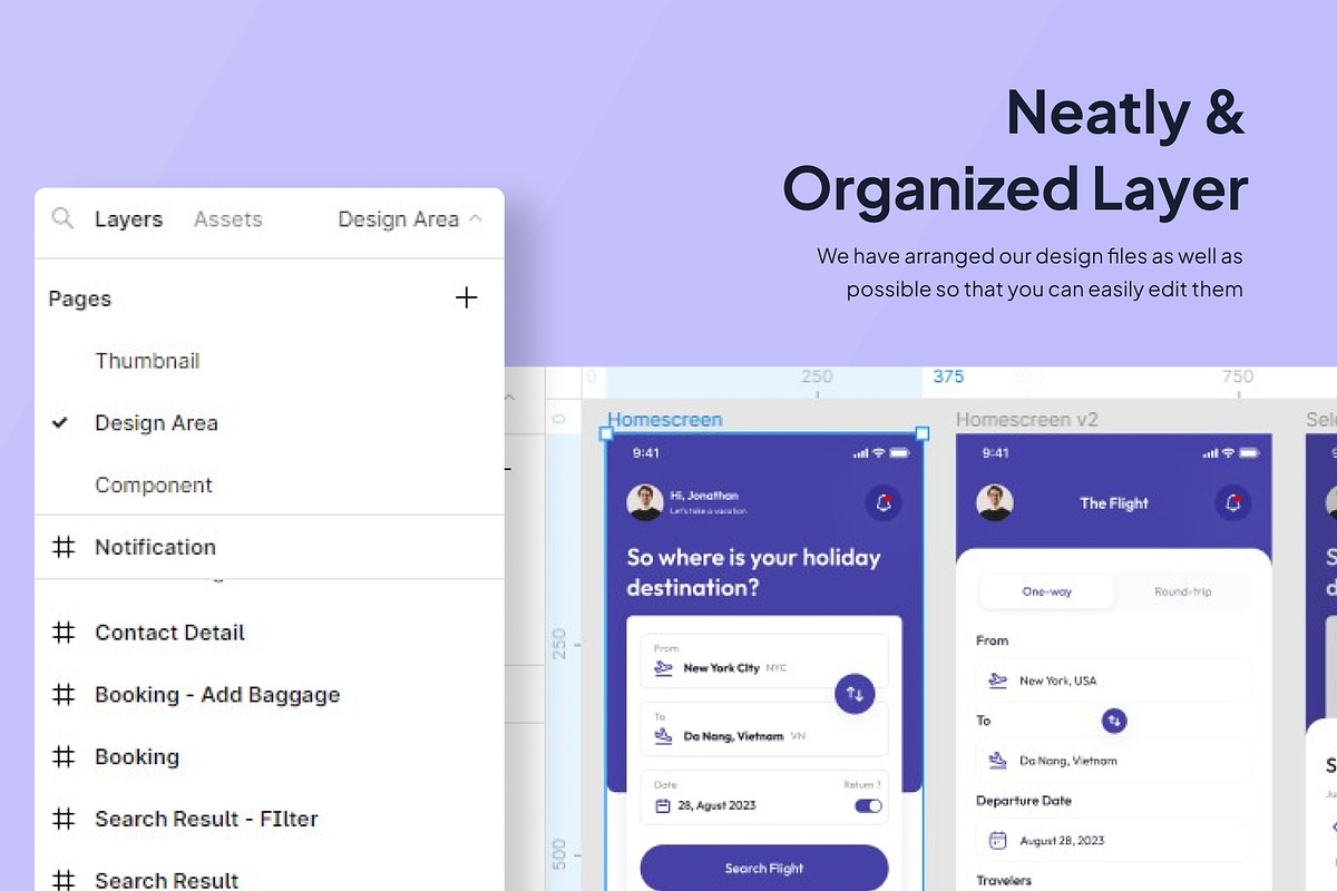 Arrived - Flight Booking App Ui Kits, an UI Kit Template by Minialis (Photo 4 of 6)