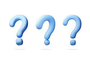 Three light blue question marks in, an Object Illustration by Abscent