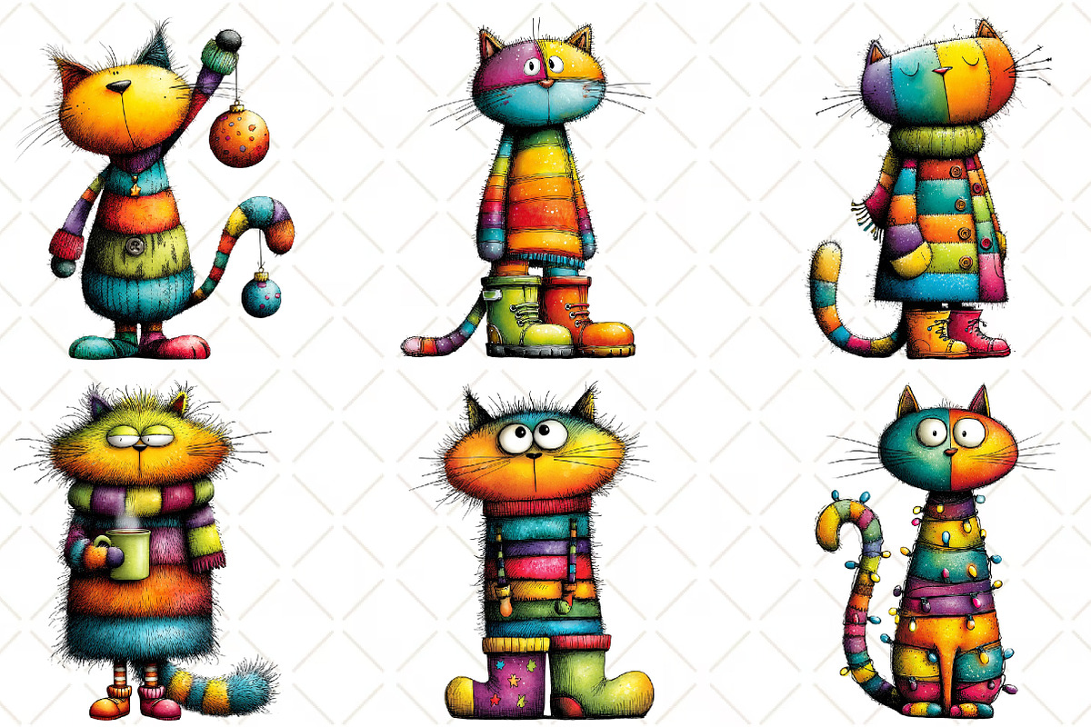 Whimsical Rainbow Christmas Cat, an Illustration by Black Bird Studio (Photo 6 of 6)