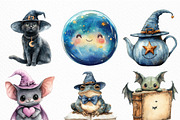 Halloween Cute Witch Clipart Bundle, an Illustration by Craft Nest (Thumbnail 3 of 6)