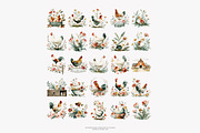 Rustic rooster and chicken watercolo, a Decorative Illustration by Patishop Art (Thumbnail 6 of 8)