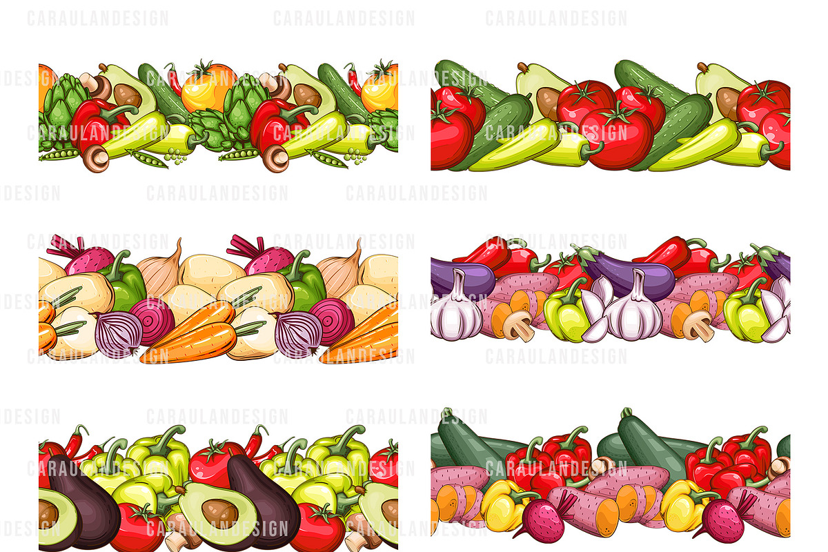 VEGGIES SEAMLESS, a Food Illustration by Serghei Caraulan (Photo 2 of 6)