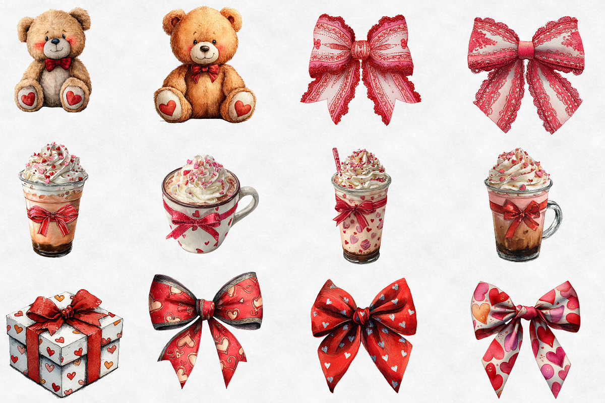 Coquette Valentine Clipart Bundle, an Illustration by Designworld (Photo 4 of 6)
