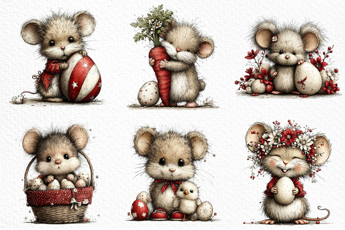 Whimsical Easter Mouse Clipart Png, an Illustration by Craft Nest (Photo 6 of 11)
