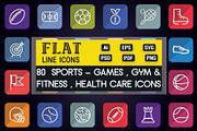 Sports, Games & Fitness Flat Icons, a Solid Icon by FlatLineIcons (Thumbnail 1 of 5)