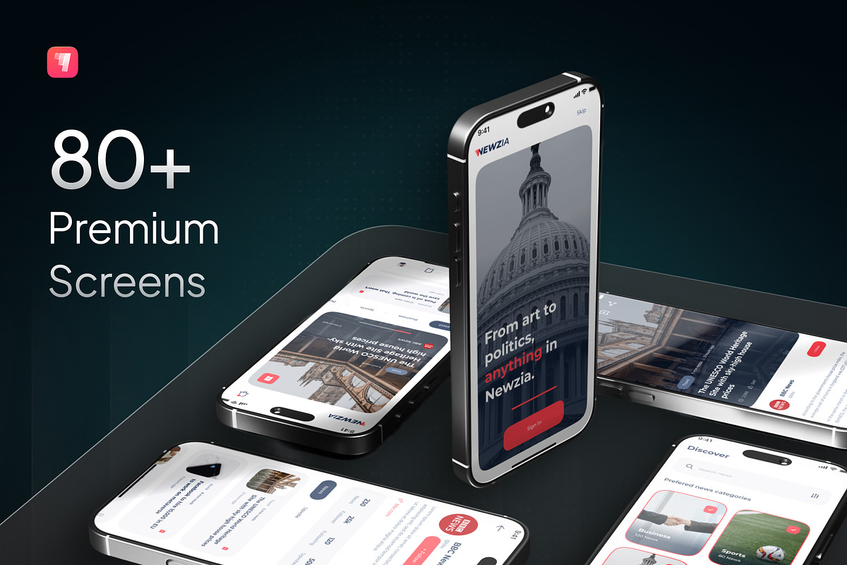 Newzia - Modern Mobile News UI Kit, an UI Kit Template by Rafiq | YDN (Photo 2 of 6)