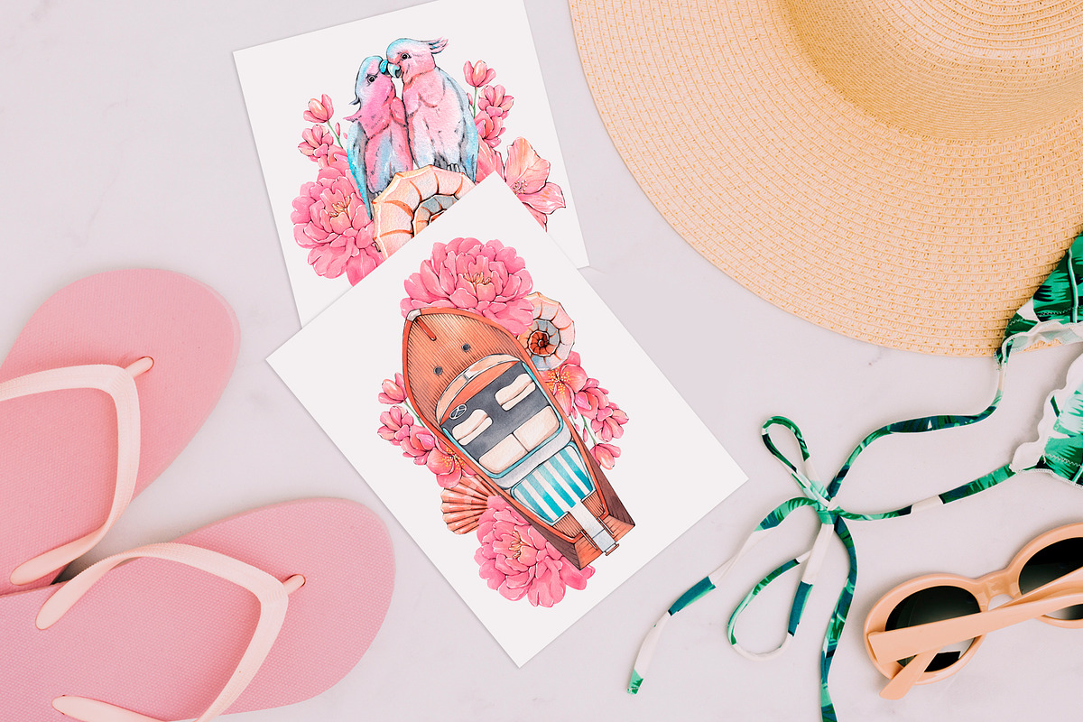 Sea journey. Summer watercolor set, an Object Illustration by VerAna (Photo 18 of 19)