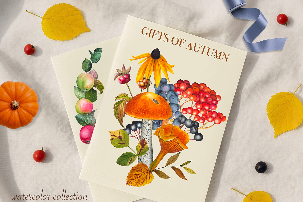 Watercolor Autumn Harvest Clipart, a Seasonal Illustration by DiashaArt (Photo 2 of 17)