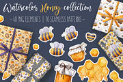 Watercolor Honey Bee collection, an Animal Illustration by Aquarellka (Thumbnail 1 of 6)