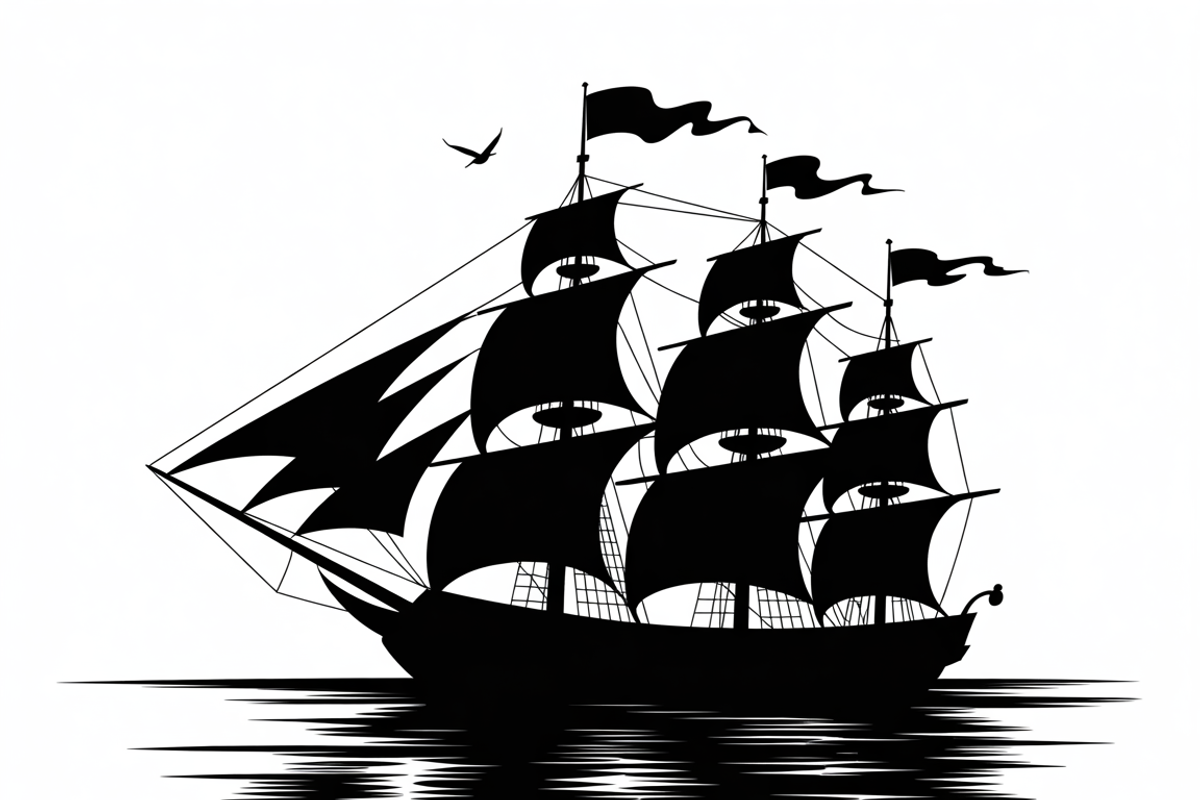 Sailing Ship Silhouette Vector, an Illustration by Amazin_art (Photo 9 of 9)