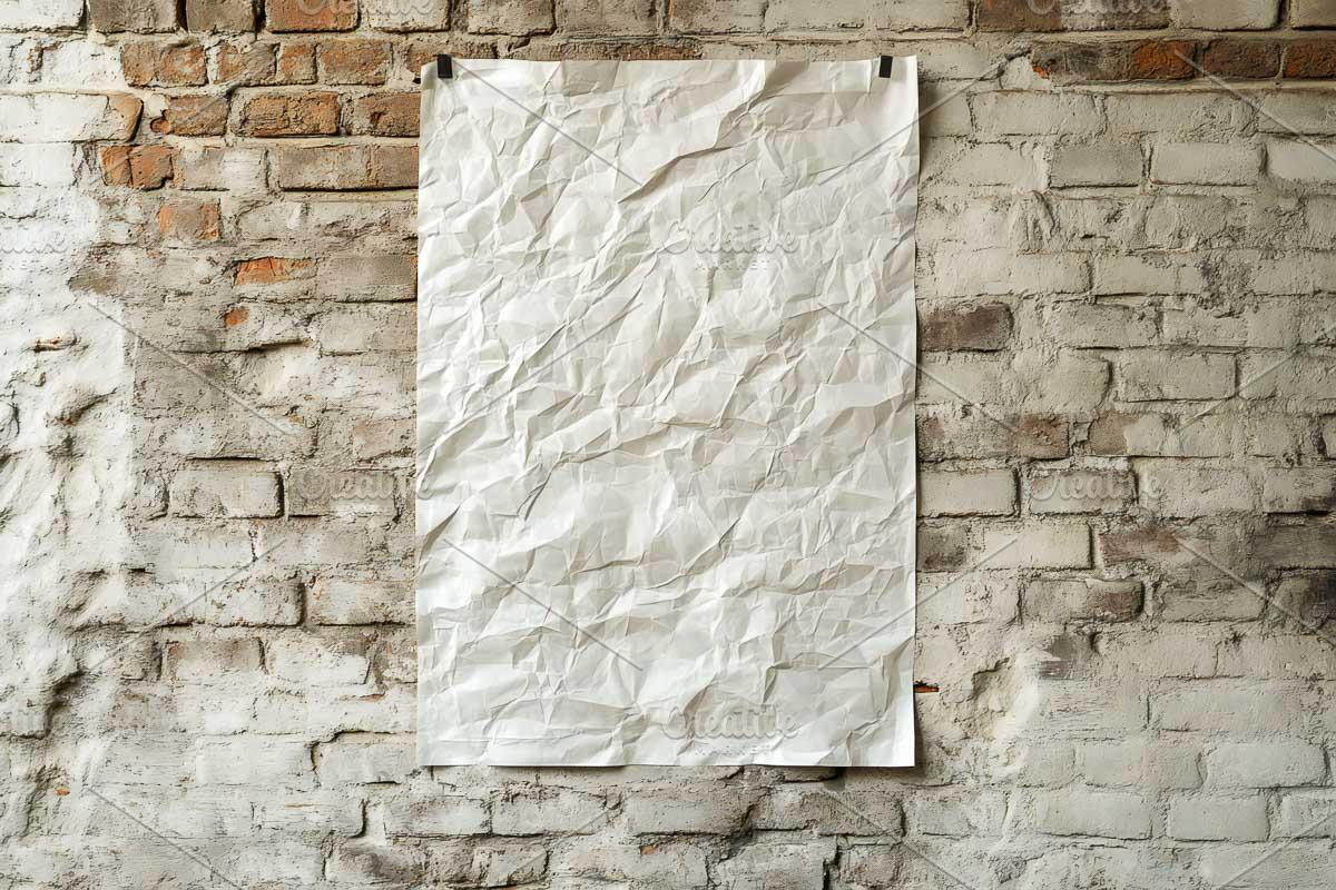 Crumpled Paper Poster Mockup, a Design Template by VetalStock (Photo 2 of 8)