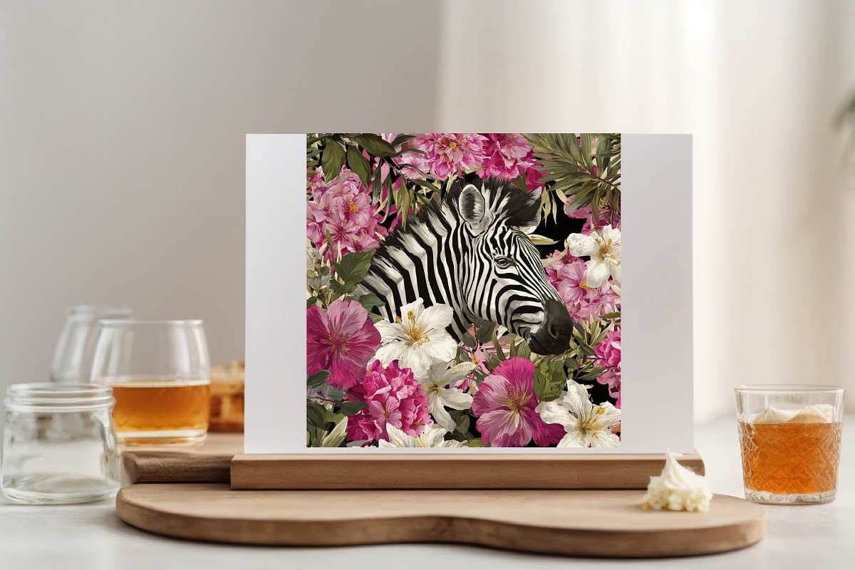 Floral Zebra Print Digital Papers, a Pattern Graphic by SVGArt (Photo 6 of 9)