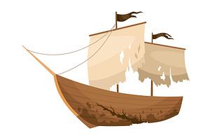 Broken ship icon. Cartoon wooden, a Transportation Illustration by the8monkey