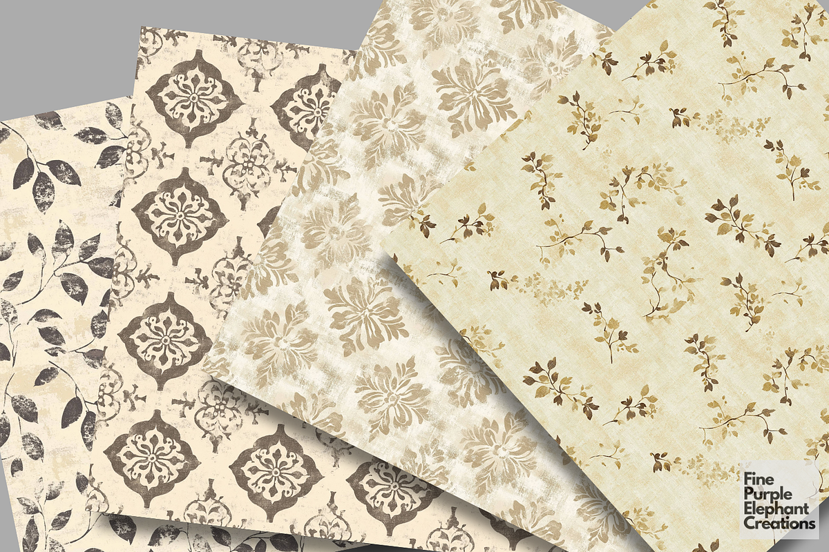 Beige Distressed Cottagecore, a Pattern Graphic by Fine Purple Elephant (Photo 2 of 5)