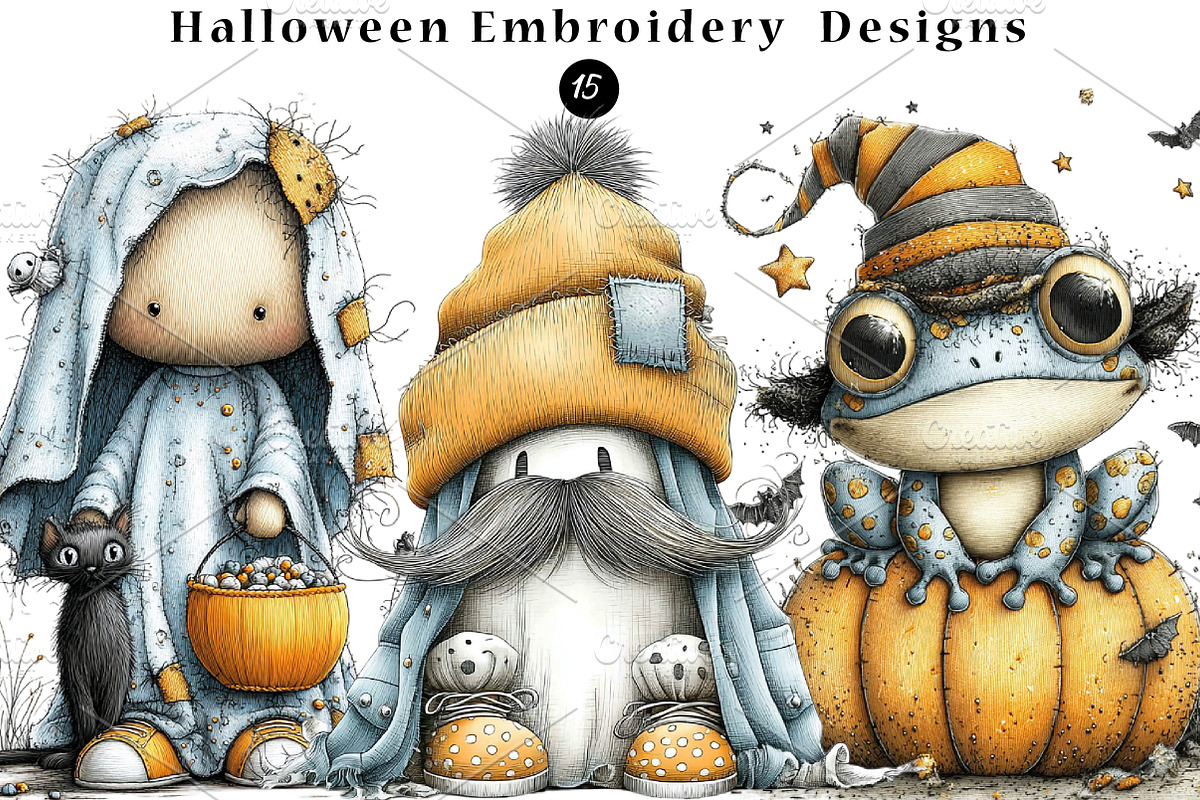 Halloween Embroidery Designs, a Seasonal Illustration by CreationArt (Photo 1 of 4)