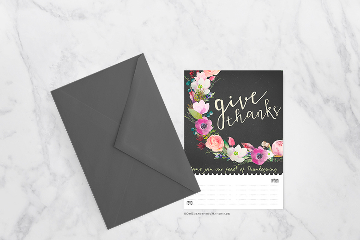 5x7 Thanksgiving Invitation Card pdf, a Card Template by OhEverythingHandmade