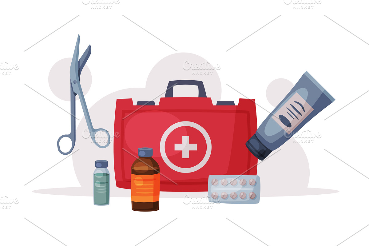 First Aid Kit Box with Medical, an Object Illustration by TopVectors
