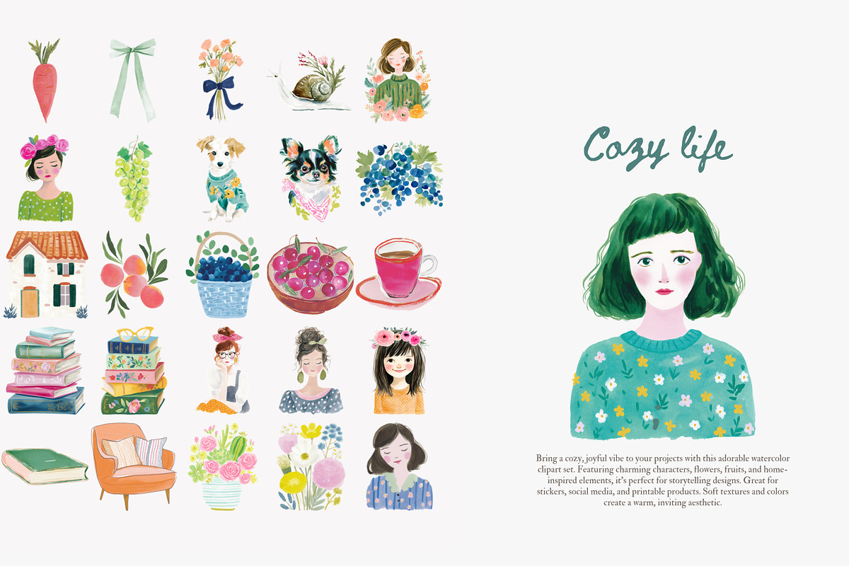 Cozy life clipart bundle, a Decorative Illustration by Patishop Art (Photo 3 of 10)