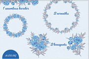 Clipart with blue peonies flowers, a Decorative Illustration by EshaStudio (Thumbnail 6 of 7)