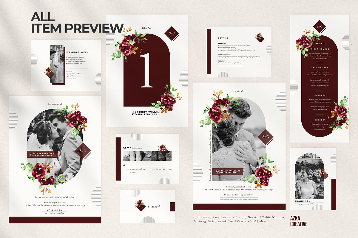 Burgundy - Elegant Wedding Suite, an Invitation Template by Azka Creative (Photo 6 of 7)