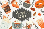 Coffee Pumpkin Spice Season Clipart, an Illustration by Bridgett Stahlman Design (Thumbnail 1 of 5)
