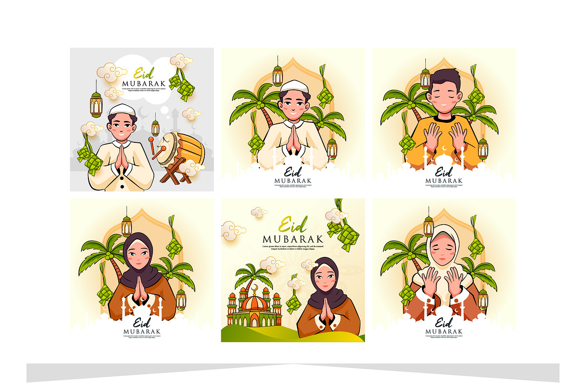 Eid Mubarak Illustration Set, an Object Illustration by shin_std