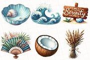 Summer Coastal Serenity Clipart, an Illustration by OK Design (Thumbnail 4 of 5)