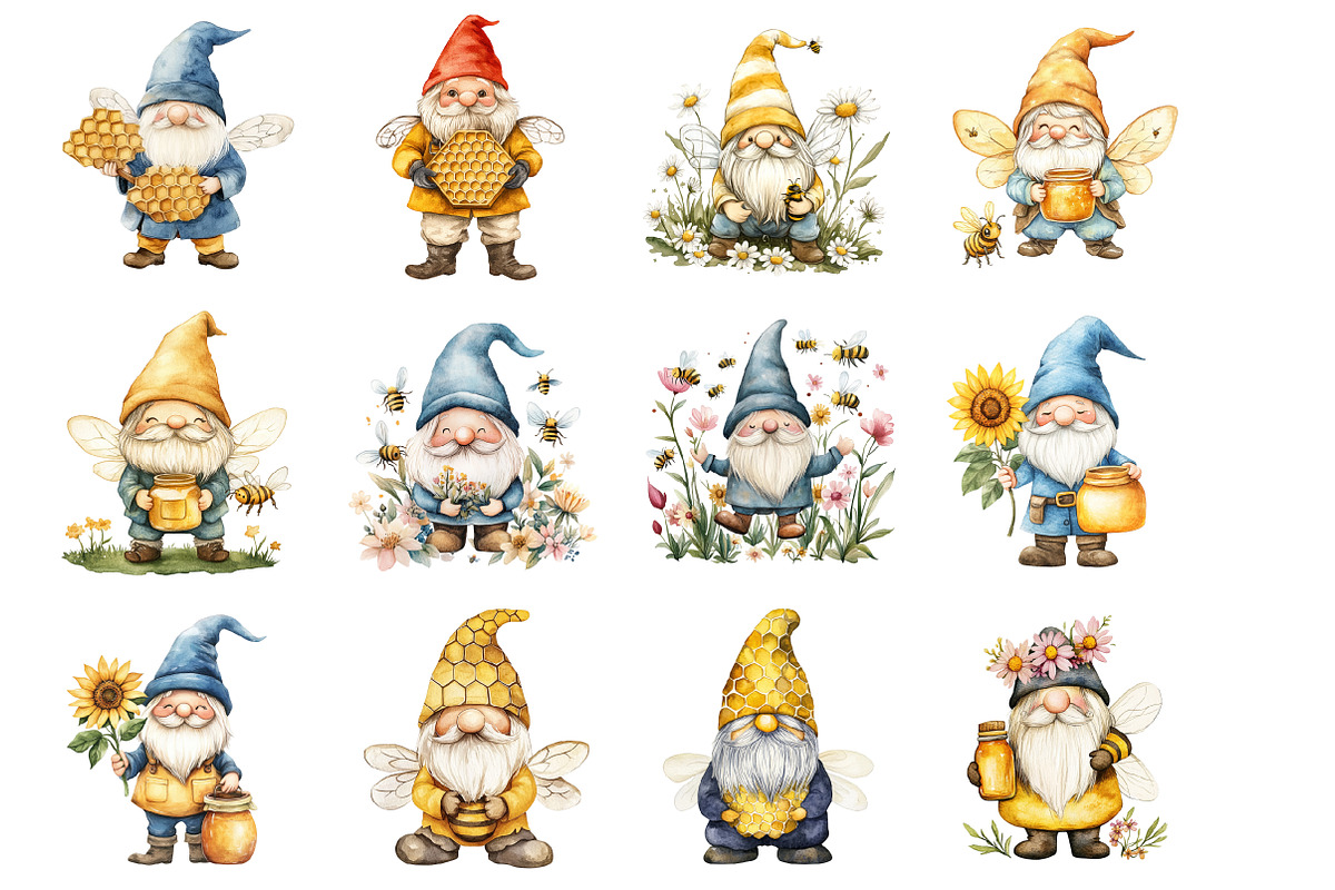 Honey Bee Gnome Clipart, an Illustration by Design Market (Photo 3 of 3)