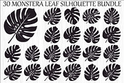 Monstera Leaf Silhouette Bundle, an Illustration by yasushie (Thumbnail 1 of 31)
