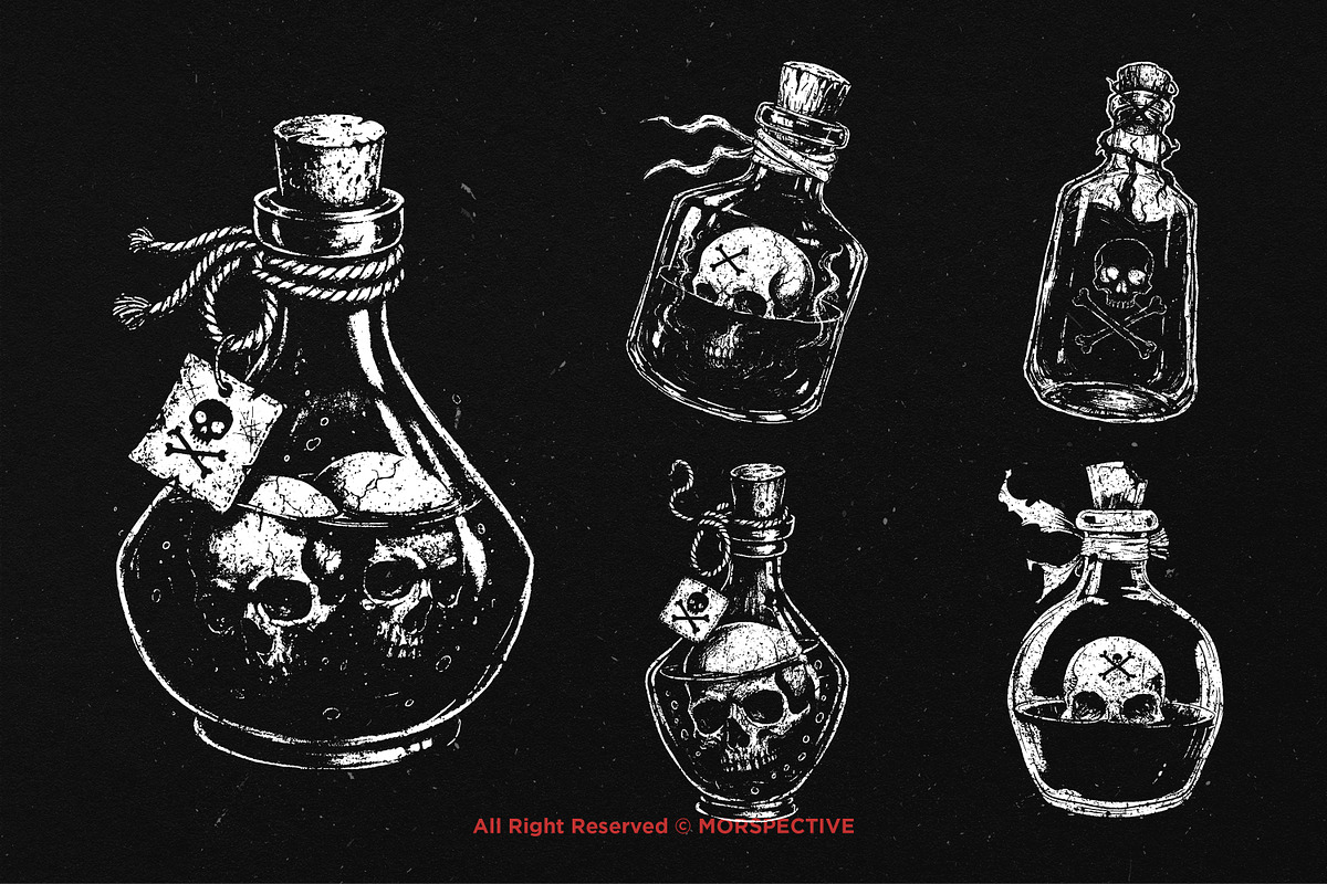 10 Bundle Dark Art Skull Potion, an Illustration by Morspective (Photo 3 of 7)