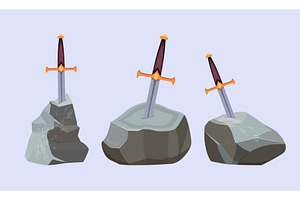 Sword in stone. fabulous set of, an Illustration by Onyx