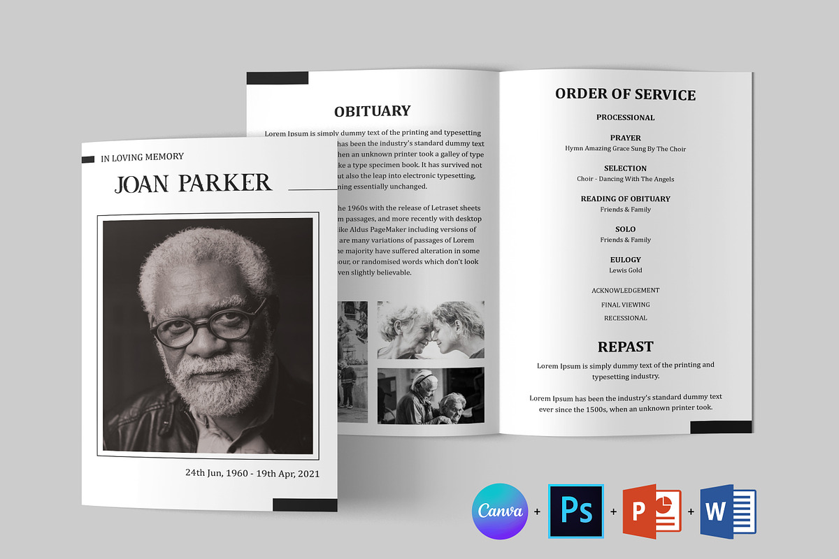 Funeral Program Template | Obituary, a Brochure Template by Designscozy (Photo 4 of 8)