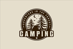 night camp logo vector vintage, a Branding & Logo Template by zyxroun shop