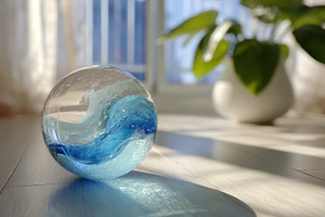 Glass Orb Ocean Wave Decor Home Inte, a Photo by Pixeness Studio