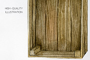 Watercolor empty wooden box clipart, an Object Illustration by yana.fefelova (Thumbnail 4 of 4)