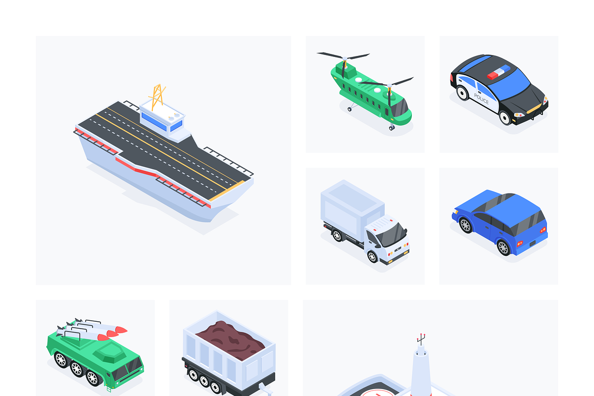 Isometric Transportation Icons, a Duotone Icon by Vectors Market (Photo 8 of 9)